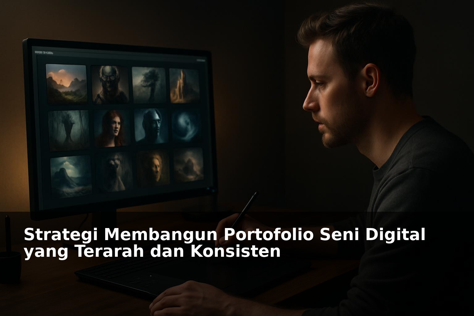 Portofolio seni digital dengan desain modern dan terarah